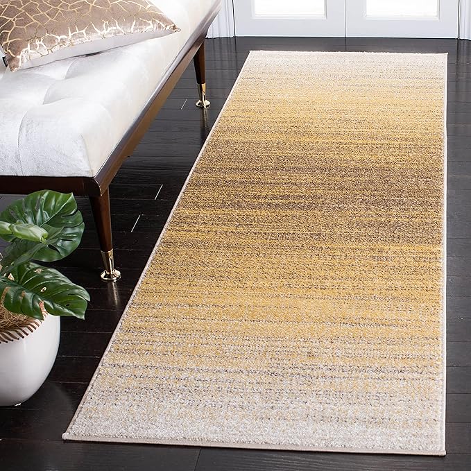 SAFAVIEH Adirondack Collection Runner Rug - 2'6" x 10', Gold & Ivory, Modern Ombre Design, Non-Shedding & Easy Care, Ideal for High Traffic Areas in Living Room, Bedroom (ADR142D)