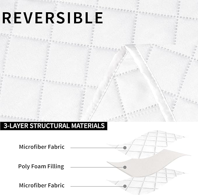 Easy-Going Loveseat Recliner Cover, Reversible Couch Cover for Double Recliner, Split Sofa Cover for Each Seat, Furniture Protector with Elastic Straps for Kids, Dogs, Pets(2 Seater, White/White)