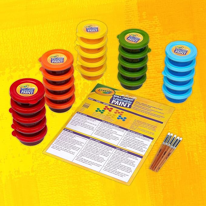 Crayola Spill Proof Paint Set (25ct), Washable Paint for Kids, Kids Craft Supplies, Holiday Gift for Toddlers & Kids, Nontoxic, 3+