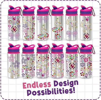 PURPLE LADYBUG Decorate Your Own Water Bottle Kits for Girls - 5 6 7 8 Year Old Girl Gifts, Girl Birthday Easter Gifts for Kids, Arts and Crafts for Kids Ages 6-8 Girls Water Bottles for School Girls