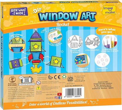 Imagimake Window Art for Kids - Rocket | Suncatcher Kits for Kids, Arts and Crafts for Kids Ages 6-8 | Birthday Gifts for 5 6 7 8 9 10 11 12 Years Old Boys & Girls