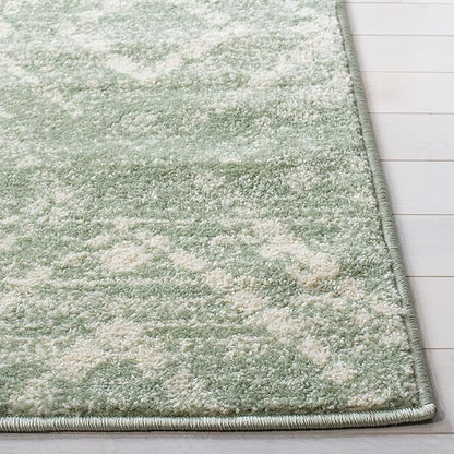 SAFAVIEH Adirondack Collection Runner Rug - 2'6" x 12', Green & Ivory, Modern Diamond Distressed Design, Non-Shedding & Easy Care, Ideal for High Traffic Areas in Living Room, Bedroom (ADR131Y)