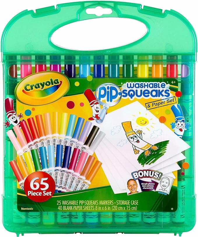 Crayola Pip Squeaks Washable Marker Set (65ct), Coloring Set, Art Supplies for Kids, Drawing Kit, Kids Travel Activity, Easter Basket Stuffer, 4+