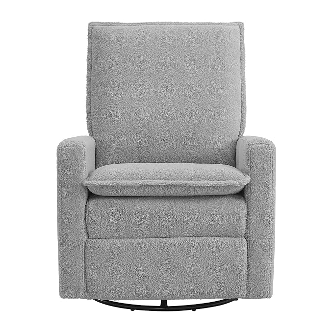 Oxford Baby Uptown Upholstered Swivel Glider and Recliner Nursery Chair,Boucle, Koala Gray