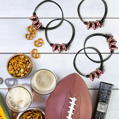 30pcs Sport Theme Charm Bracelets Adjustable Inspirational Beads Ball Party Favors for Teens Boys Girls Adult Decoration Wristbands Student Present