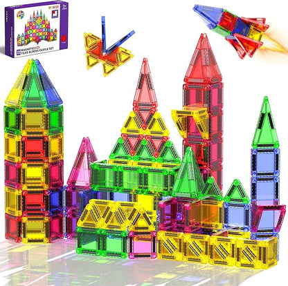Magneverse 100 PCS Mini Magnetic Tiles - Travel Magnetic Tiles, Micro Magnet Travel Toy for Kids Ages 3+, STEM Educational Building Set Construction Toys, Boys Girls Toddlers Birthdays Gifts
