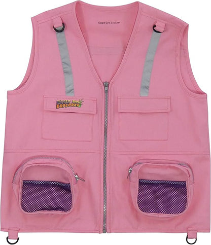 Kids Cargo Vest Set (Pink Vest with Hat, X-Small) Fits Size 2T, 3T and 4T; Many kids ages 2-4