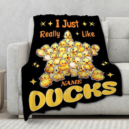 Costom Name Just Really Like Ducks Adult duck Blanket Kids Funny Blanket Suitable for Bedroom bed sofa Crib Couch Chair outdoor All Season Items That Yellow Duck Lovers Will Love 60"x50"for Teens
