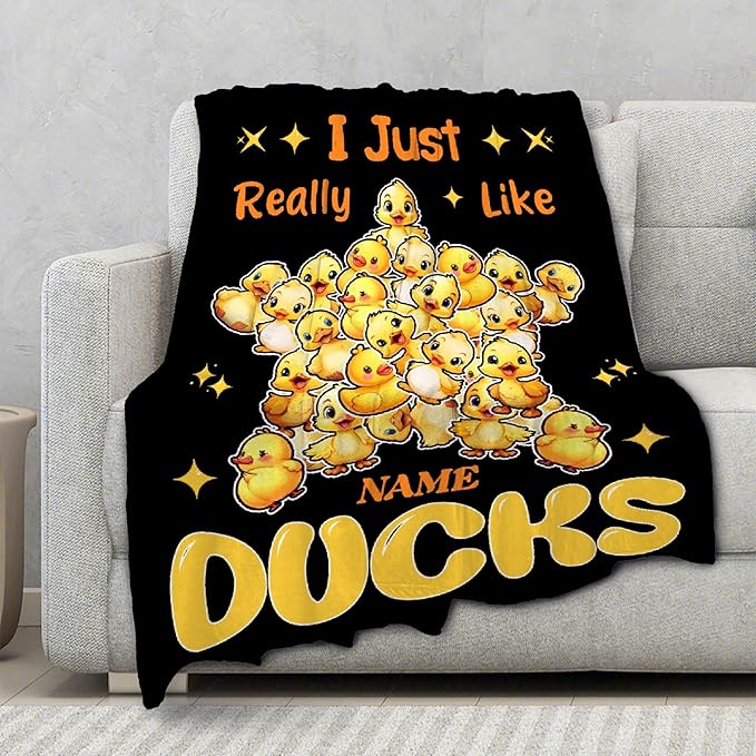 Costom Name Just Really Like Ducks Adult duck Blanket Kids Funny Blanket Suitable for Bedroom bed sofa Crib Couch Chair outdoor All Season Items That Yellow Duck Lovers Will Love 40"x30"for Pets