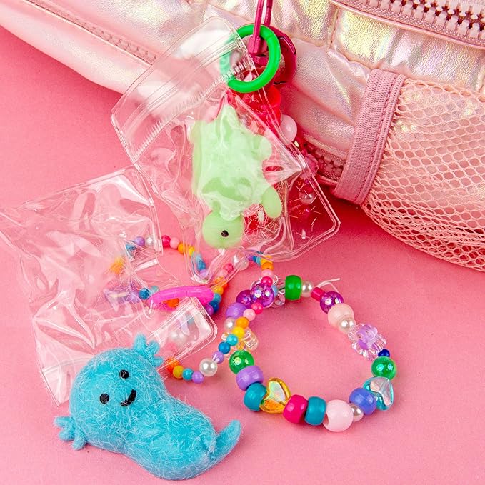 Just My Style Squishy Charms, Create 5 Squishy Bag Charms, Necklaces, Friendship Bracelets with Kawaii TPR Squishies in Pouches & Beads for Jewelry Making, Unique Jewelry Making Kit, Gifts for Girls