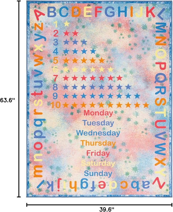 SAFAVIEH Kids Playhouse Collection Accent Rug - 3'3" x 5'3", Blue & Orange, Non-Shedding Machine Washable & Slip Resistant Ideal for High Traffic Areas for Boys & Girls in Playroom (KPH251M)