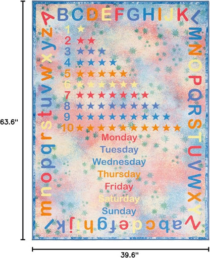 SAFAVIEH Kids Playhouse Collection Accent Rug - 3'3" x 5'3", Blue & Orange, Non-Shedding Machine Washable & Slip Resistant Ideal for High Traffic Areas for Boys & Girls in Playroom (KPH251M)