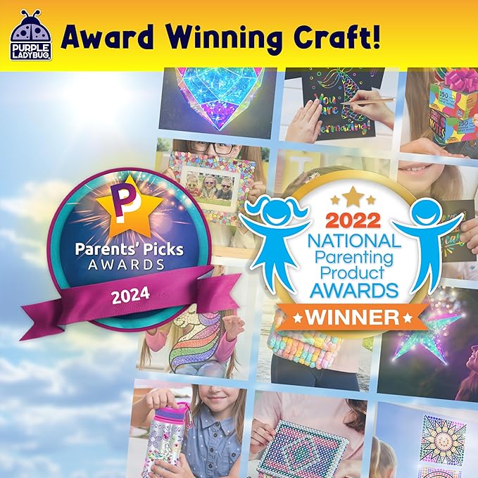 PURPLE LADYBUG Sungemmers Window Diamond Art Suncatcher Kits – Kids Easter Basket Stuffers, Gifts for 6-10 Year Old Girls & Boys, Birthday Arts & Crafts for Kids Ages 8-12 6-8