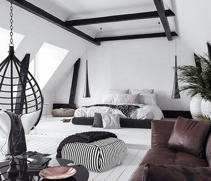 Stuffed Floor Cushion with Cotton Canvas Washable Zebra Cover and Foam Filling, Doubles as Cozy Bean Bag and Square Footstool for Relaxing in Living Room, Bedroom, or Terrace Yoga Meditation Seat.