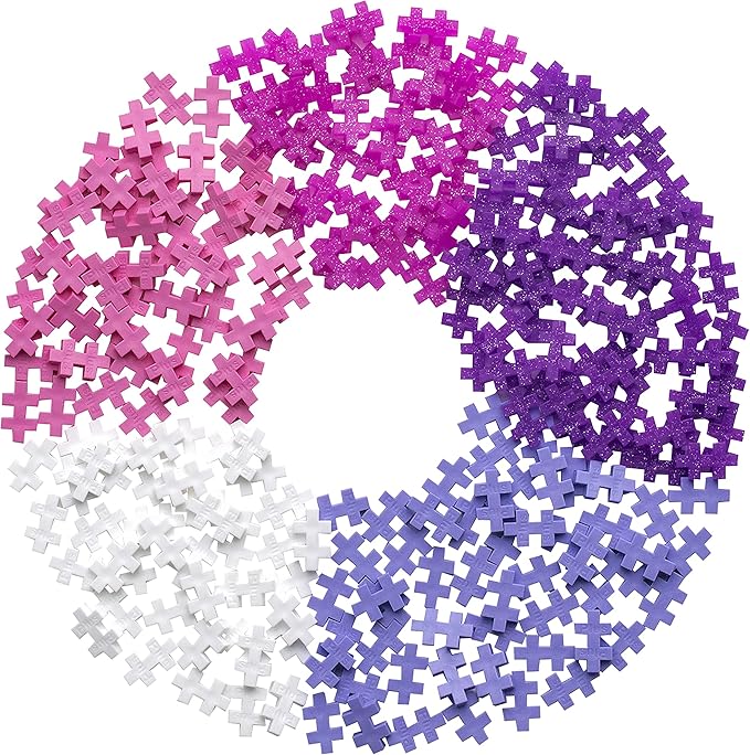 PLUS PLUS 240 Piece Interlocking Building Blocks for Kids, Open Ended Connecting Toys, STEM Bin Mini Manipulatives - Glitter Mix Play Tube & Baseplate