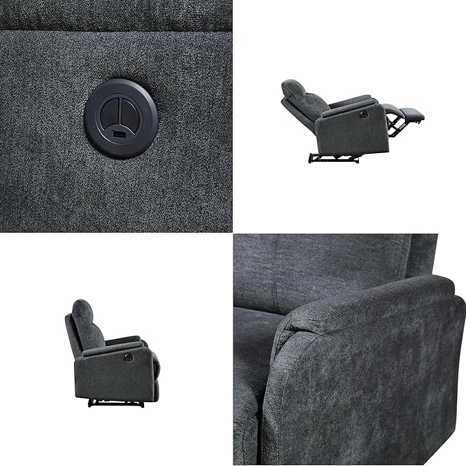 Chair, Power Lift Recliner Chair, Ergonomic Recliner Chair with USB, Classic Single Sofa with Footrest, Easy Control for All Age Groups, Recliner Single Chair for Living Room,Dark Gray