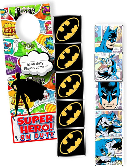Batman Stickers Activity Set - Bundle Includes Batman Sticker Pad, Batman Reward Stickers, Batman Coloring Book, and 2-Sided Superhero Door Hanger