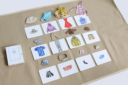 Montessori Language Materials Objects with Similar Cards 12pcs Mini Clothing Replicas with Cards
