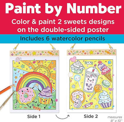 Faber-Castell Paint by Number Sweets - Kids Watercolor Paint by Number Craft for Ages 6-8+