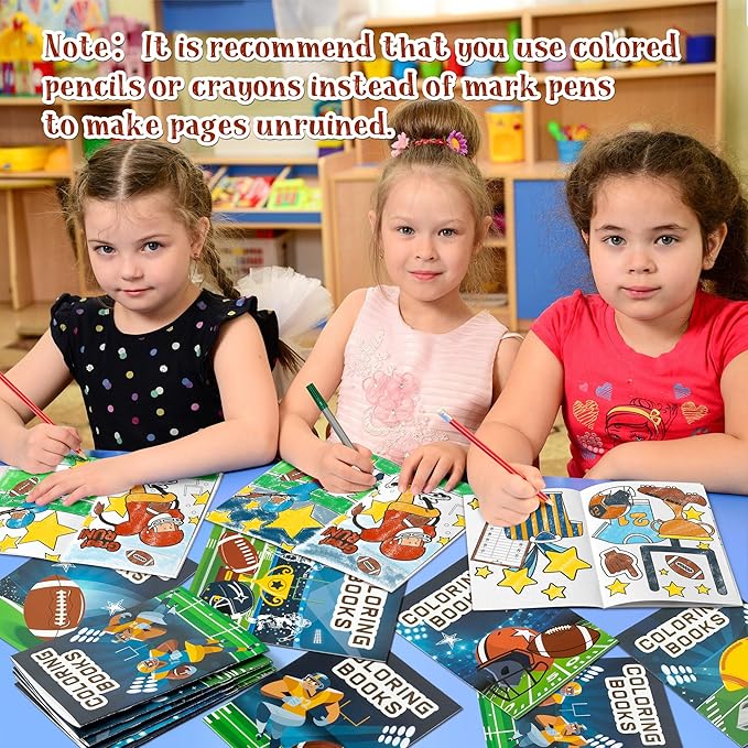 24Pcs Football Coloring Books Sport Theme DIY Color-in Pages Football Helmet Glove Trophy Drawing Booklet Party Favors Gifts Classroom Reward Home Art Activity Supplies for Kids Toddlers