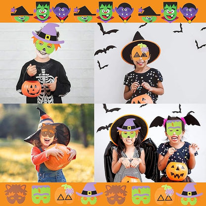 FAVONIR Halloween Assorted Foam Face Mask Stickers and Craft 24 Pack - Kids Fun Craft Activity Supplies - Self Adhesive Kid's Party Favor Crafts.