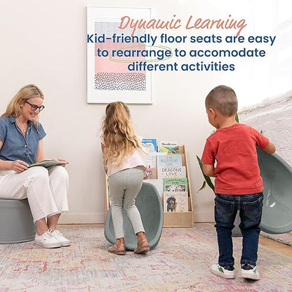 ECR4Kids Leaf Floor Seat, Rocker Chair, Grey, 6-Piece