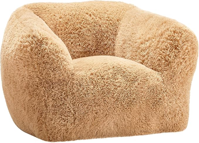 Homguava Giant Bean Bag Chair for Adults,Large Bean Bag Sofa with Armrests&Stuffed Memory Foam,Big BeanBags with Filler,Plush Bean Bag Couch Comfy Lazy Sofa Chair for Bedroom,Living Room(Large,Khaki)
