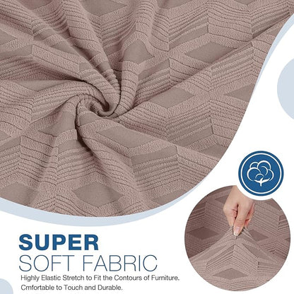 TAOCOCO Recliner Cover 3 Pieces Recliner Chair Covers, Stretch Jacquard Reclining Chair Cover, Furniture Protector Sofa Slipcovers Couch Covers with Elastic Bottom for Kids, Pets (Khaki)