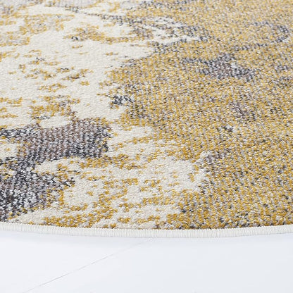 SAFAVIEH Madison Collection 6'7" Round Ivory/Grey MAD499A Modern Abstract Non-Shedding Dining Room Entryway Foyer Living Room Bedroom Area Rug