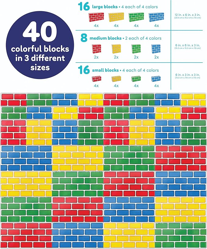 Teacher Created Resources Easy-Stack Cardboard Blocks, 40 Piece Set
