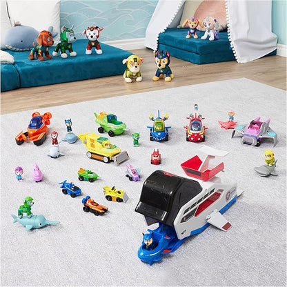 Paw Patrol Aqua Pups Whale Patroller Team Vehicle with Chase Action Figure, Toy Car and Vehicle Launcher, Kids Toys for Ages 3 and up