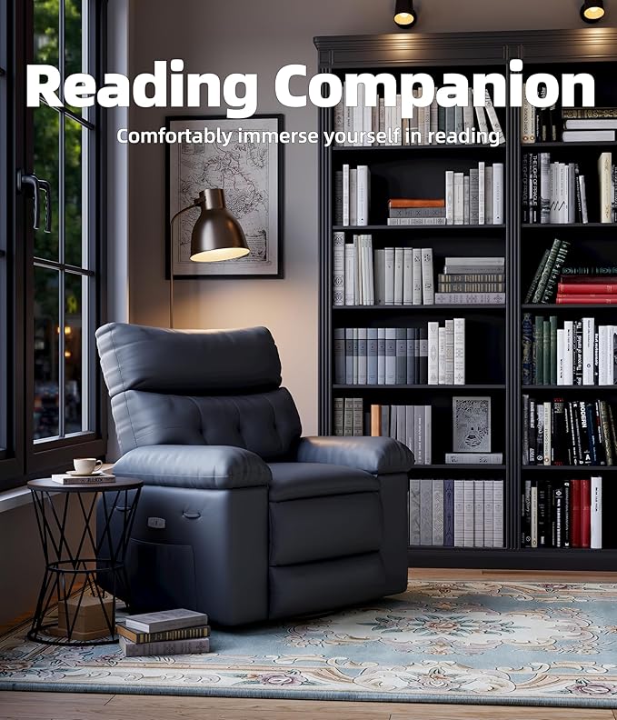 Oversized Power Recliner Chair - Electric 360° Rocker Swivel Recliner with Heat and Massage, PU Leather Large Recliners for Adults, Comfortable Lazy Chair with 1.5X Sponge Filling