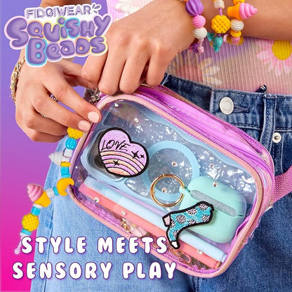 Fidgiwear Squishy Beads – Pink Sweety Theme, Create Fashionable Fidget Jewelry with Scented Squishy Beads for Jewelry Making, Toddler Sensory Bracelet Making Kit for Ages 3+
