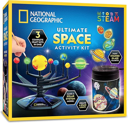 National Geographic Ultimate Space Activity Kit – Diamond Painting Solar System Night Light, Glow-in-The-Dark Solar System Model & Stained Glass Window Art, Outer Space STEAM Arts & Crafts for Kids