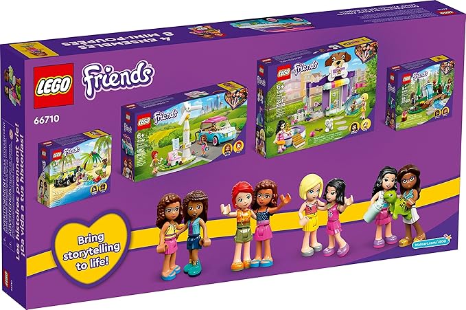 LEGO Friends Friends 66710 4-in-1 Building Toy Gift Set: Doggy Day Care, Turtle Protection Vehicle, Forest Waterfall and Olivia's Electric Car (66710)