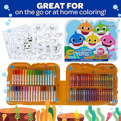 Crayola Baby Shark Art Set, 90 Pieces, Gift for Kids, 4, 5, 6, 7