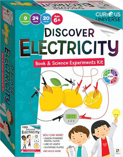 Hinkler Curious Universe Kids: Discover Electricity - Book & Science Experiments Kit, STEM Education Kits, Create Electrical Circuits, Includes 20 Pieces, Hinkler Science & Physics Kit for Kids
