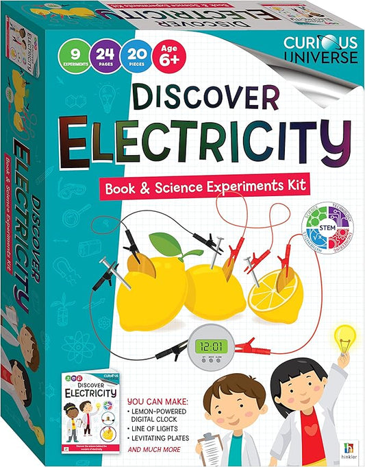 Hinkler Curious Universe Kids: Discover Electricity - Book & Science Experiments Kit, STEM Education Kits, Create Electrical Circuits, Includes 20 Pieces, Hinkler Science & Physics Kit for Kids