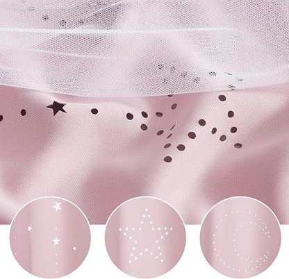 NICETOWN 2 Panels Stars Blackout Curtains for Bedroom Kids Baby Window Double Layer Moon Star Cut Out Living Room Decor Wall Home Decorations Curtain, W42 x L84 Inches Long, Pink
