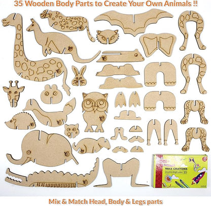 10in1 Craft DIY 3D Wooden Puzzles Bundle Set for Kids Age 3+ | Assemble Paint & Play Brain Teaser Puzzles | Educational STEM Toy for Boys Girls
