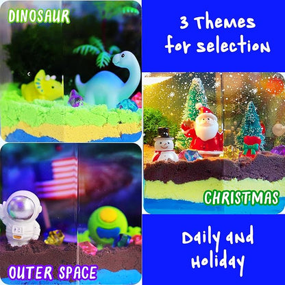 Carolart 3 in 1 Light Up Dinosaur Terrarium Kit,Space, Christmas kit,LED Night Light Up & Remote Boy Birthday Gifts Arts & Crafts Toy for Boys