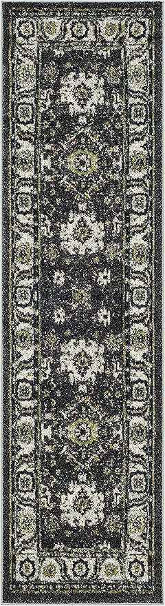 SAFAVIEH Vintage Hamadan Collection Runner Rug - 2'3" x 8', Dark Grey & Ivory, Oriental Persian Design, Non-Shedding & Easy Care, Ideal for High Traffic Areas in Living Room, Bedroom (VTH214M)