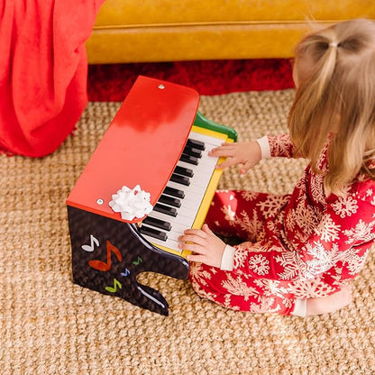 Melissa & Doug Learn-To-Play Piano With 25 Keys and Color-Coded Songbook Toy Piano For Baby, Kids Piano Toy, Toddler Piano Toys For Ages 3+, Yellow/Brown,green