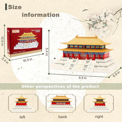 Chinese Architecture Micro Building Blocks Set Hall of Supreme Harmony Collection Model for Display 2166PCS Creative Toy Building Sets for Adults and Kids Age 14+