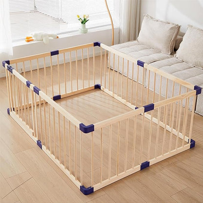 Kids Baby Toddler Playpen Indoor Portable Wooden Freestanding, Kids Baby Pet Cats Dogs Animals Toy Play Fence with Door,Safe Zone Playpen,Baby Safety Play A Perfect Birth Birthday Gift(120x160x61cm)