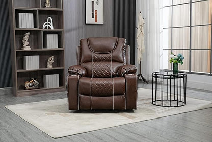 FANYE Electric Power Lift Recliner Chair for Elderly W/Massage and Heat, Infinite Positions Two Remote Controllers Oversized Faux Leather Upholstered Recliner&Armchair W/Side Pockets & Cup Holders
