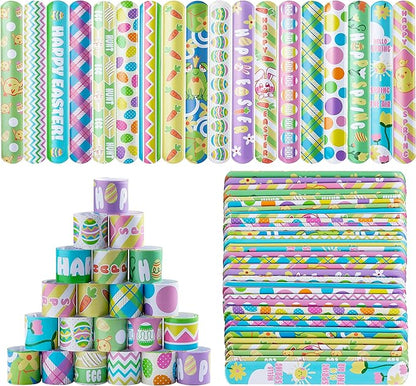 JOYIN 72PCS Easter Slap Bracelet for Kids, Easter Element Design Suitable for Party Favors, Easter wristbands Party Supplies, Basket Stuffers Fillers, Game Prizes