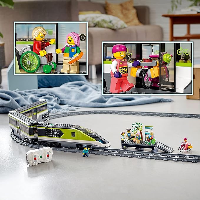 LEGO City Express Passenger Train Set - Remote Controlled Train Toy W/Working Headlights, 2 Coaches & 24 Track Pieces - Building Set Gift Idea for Kids, Boys & Girls, Ages 7+ - 60337