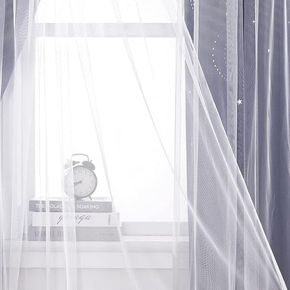 NICETOWN Navy Star Moon Blackout Curtains for Bedroom - Grommet Double Layer Thermal Insulated Room Darkening Printed Curtains for Living Room, Set of 2 Panels, 52 x 95 Inch