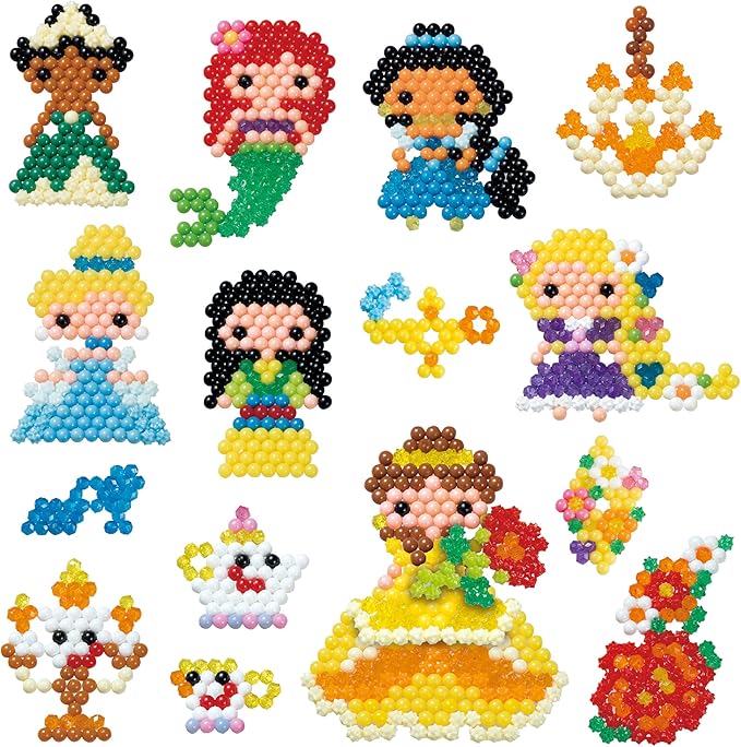 Aquabeads Disney Princess Creation Cube, Complete Arts & Crafts Bead Kit for Children - Over 2,500 Beads & Display Stand The Create Belle, Ariel, Tiana, Rapunzel and More